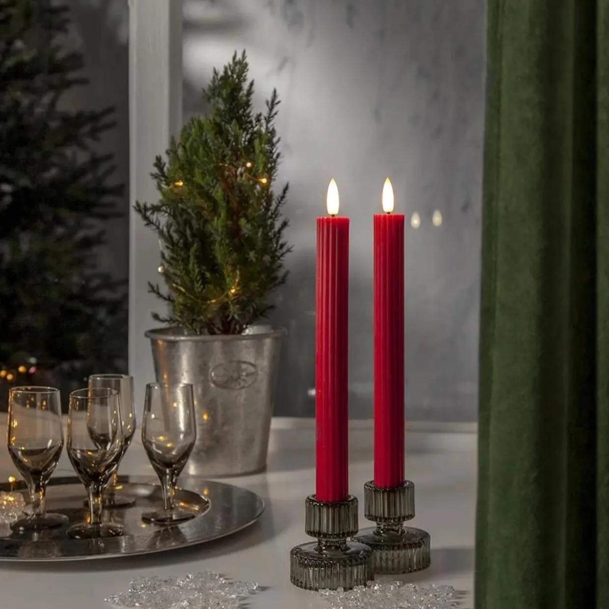 Antikljus LED 2-Pack Röd