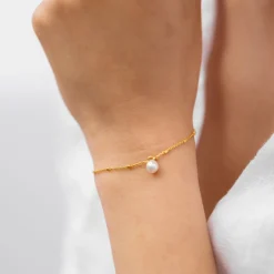 Armband Treasure Single Pearl Guld