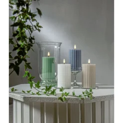 Blockljus 7,5x15cm LED Beige