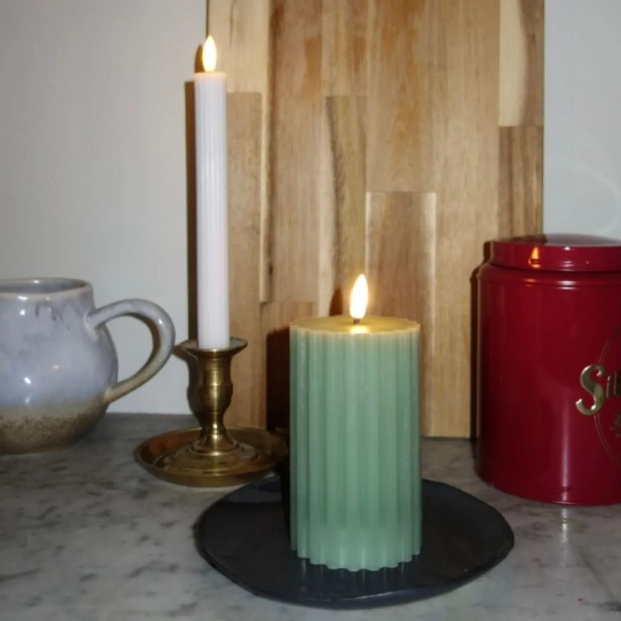 Blockljus 7,5x15cm LED Grön