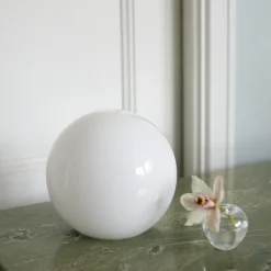 Bordslampa rund glas Vit