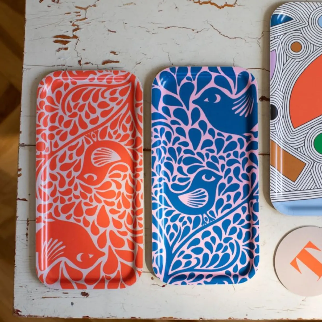 Bricka smal Birds & Berries röd