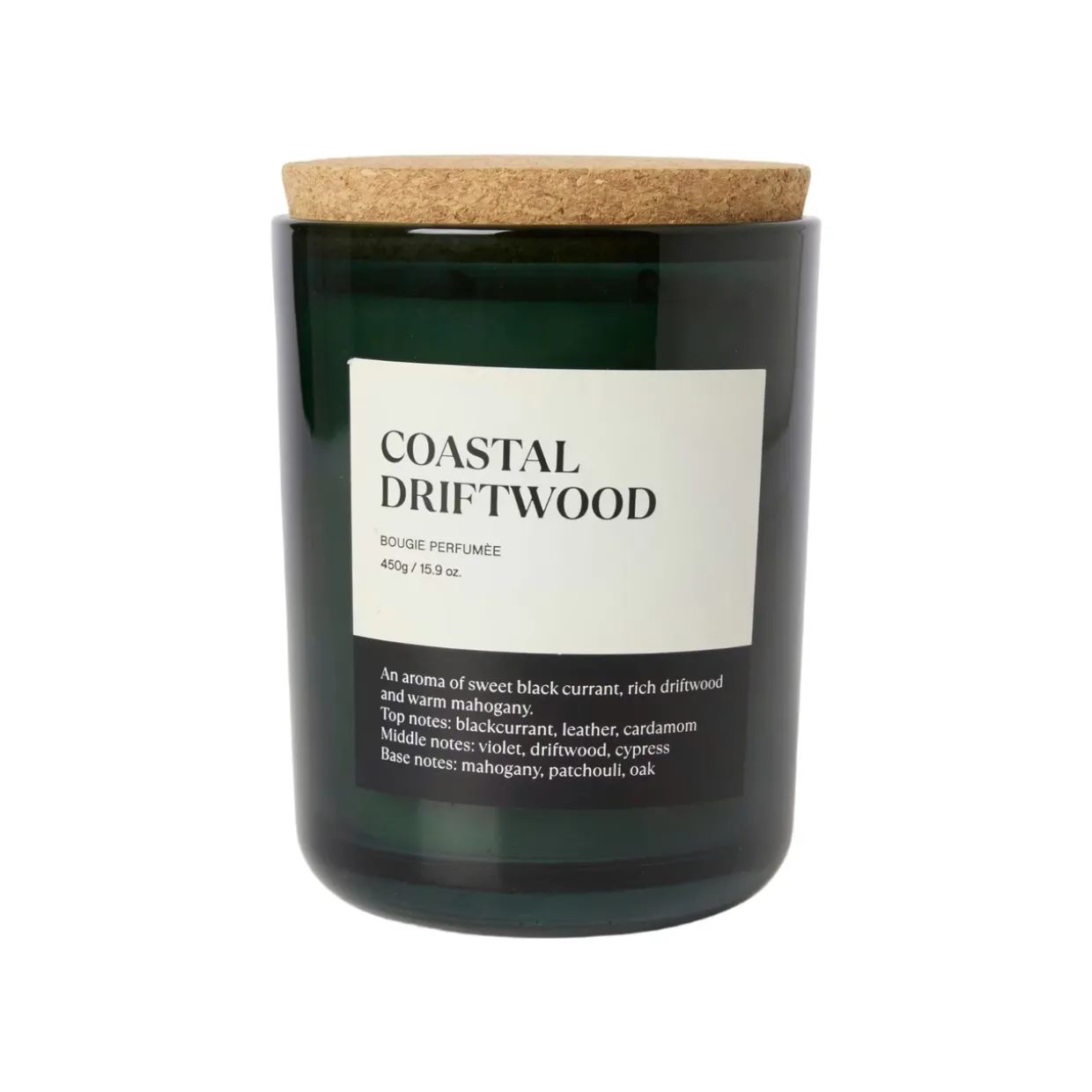 Doftljus med kork lock 450gr Mörk grön