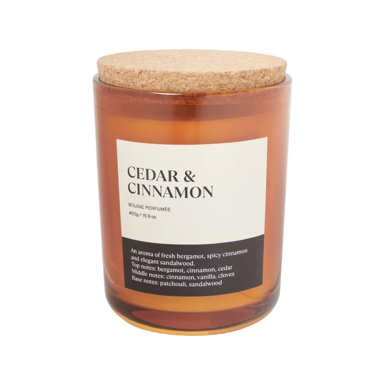 Doftljus med kork lock 450gr Amber