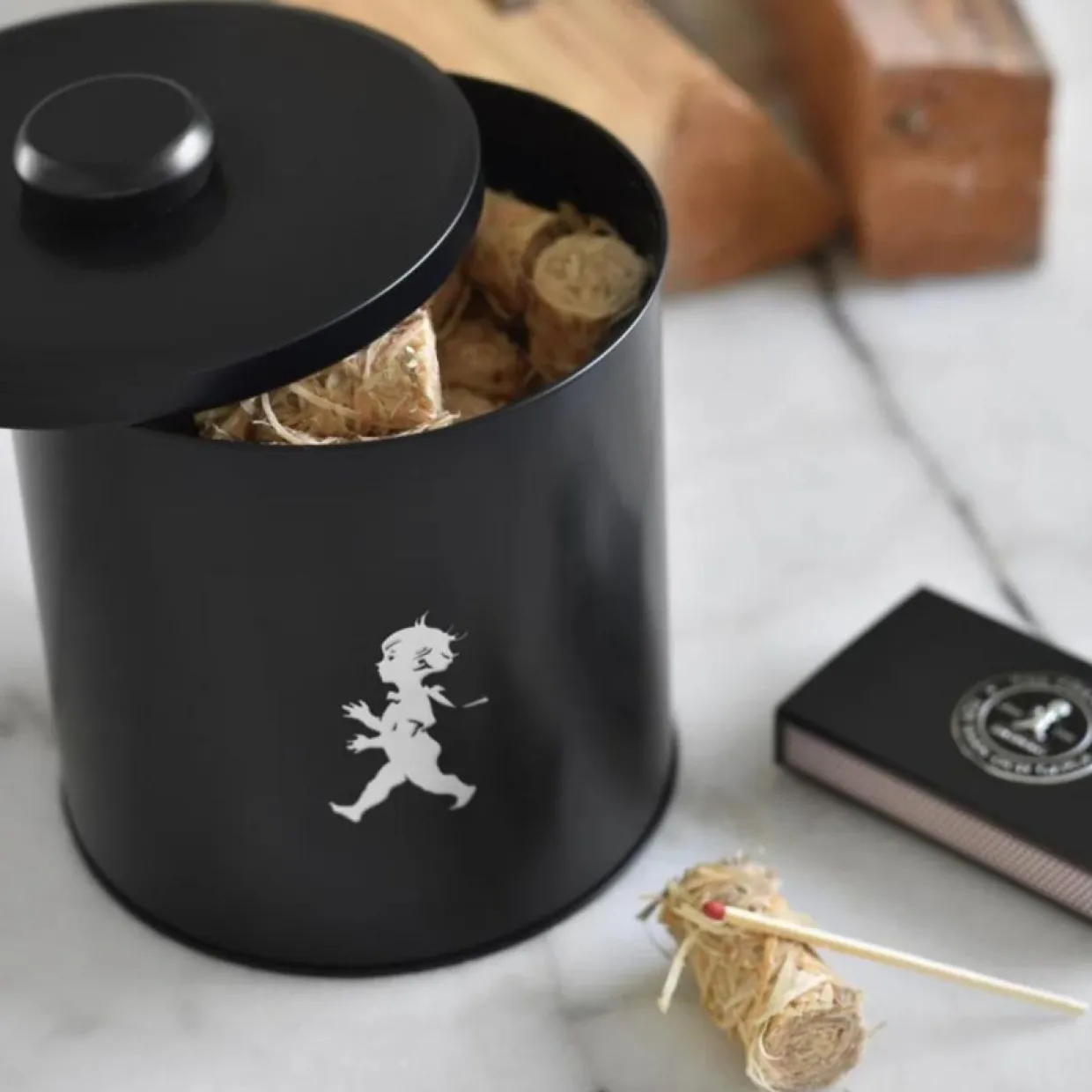 Förvaringsburk rund, Svart