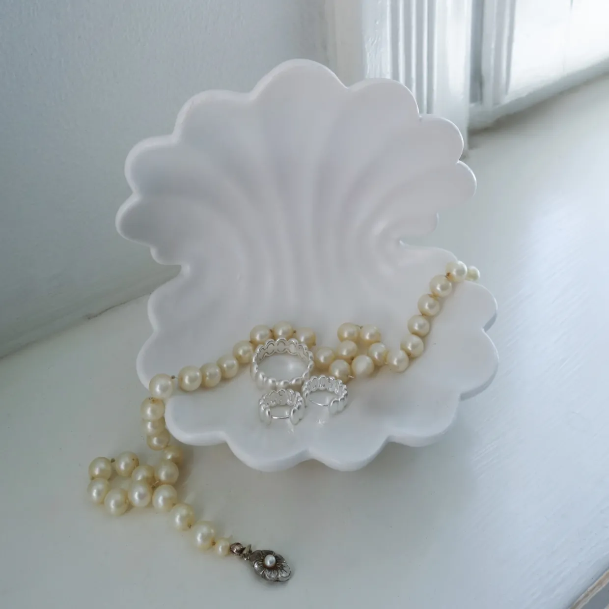 Förvaringsskål Shell 13 cm offwhite