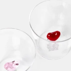 Glas Deco Heart 2 st röd/rosa