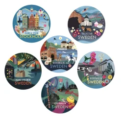 Glasunderlägg Stadsdelarna 6-pack