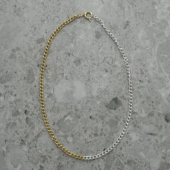 Halsband Fusion 45 cm silver/guld