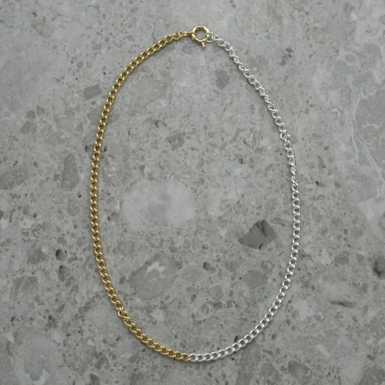 Halsband Fusion 45 cm silver/guld