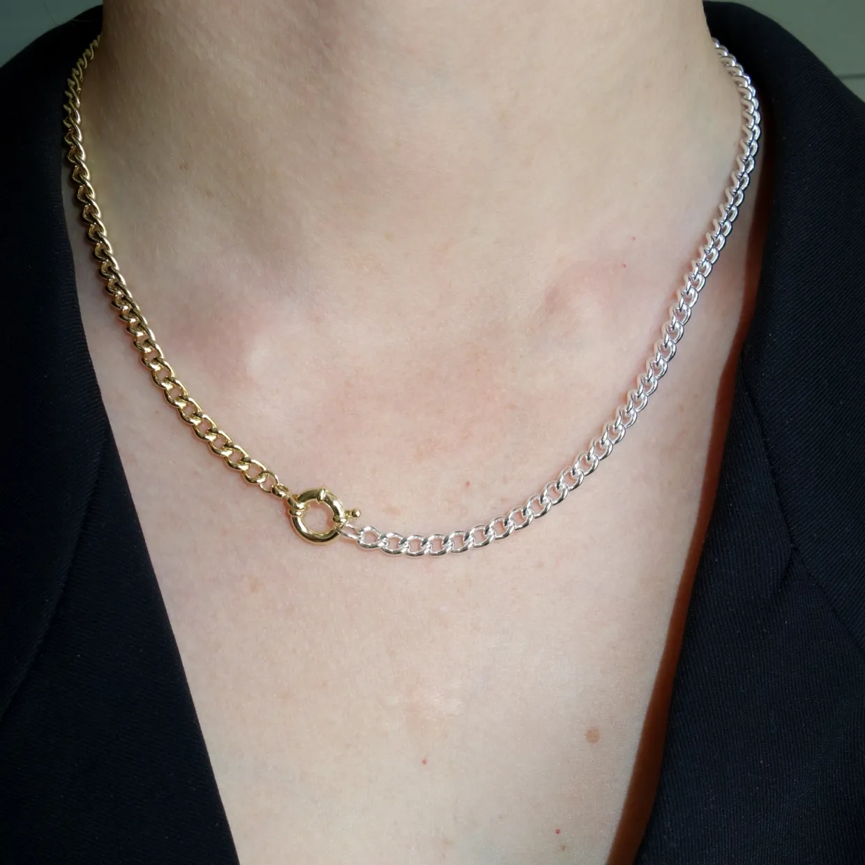 Halsband Fusion 45 cm silver/guld