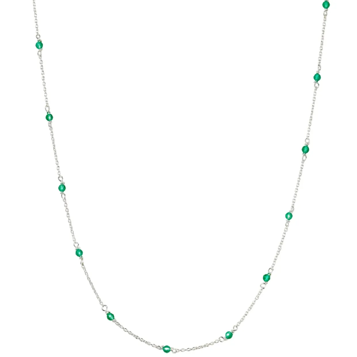 Halsband Santa Monica 42cm Grön Silver