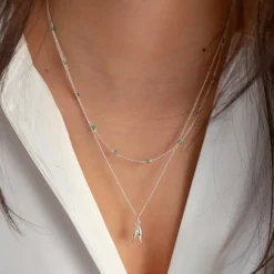 Halsband Santa Monica 42cm Grön Silver