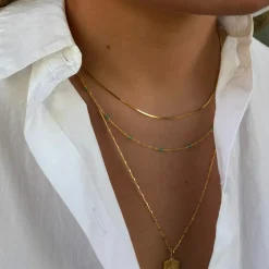 Halsband Santa Monica 42cm Grön Guld