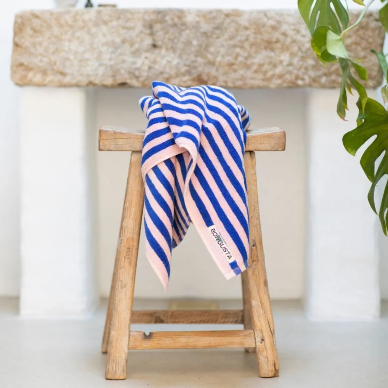 Handduk Naram 70 X 140 cm blå/rosa