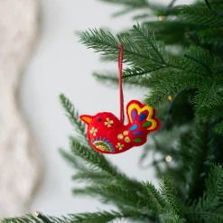 Julhänge Fågel Röd