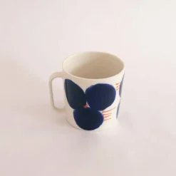 Kaffekopp 25 ml blom blå/orange streck