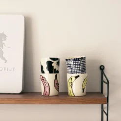 Kopp liten halvblomma svart/vit