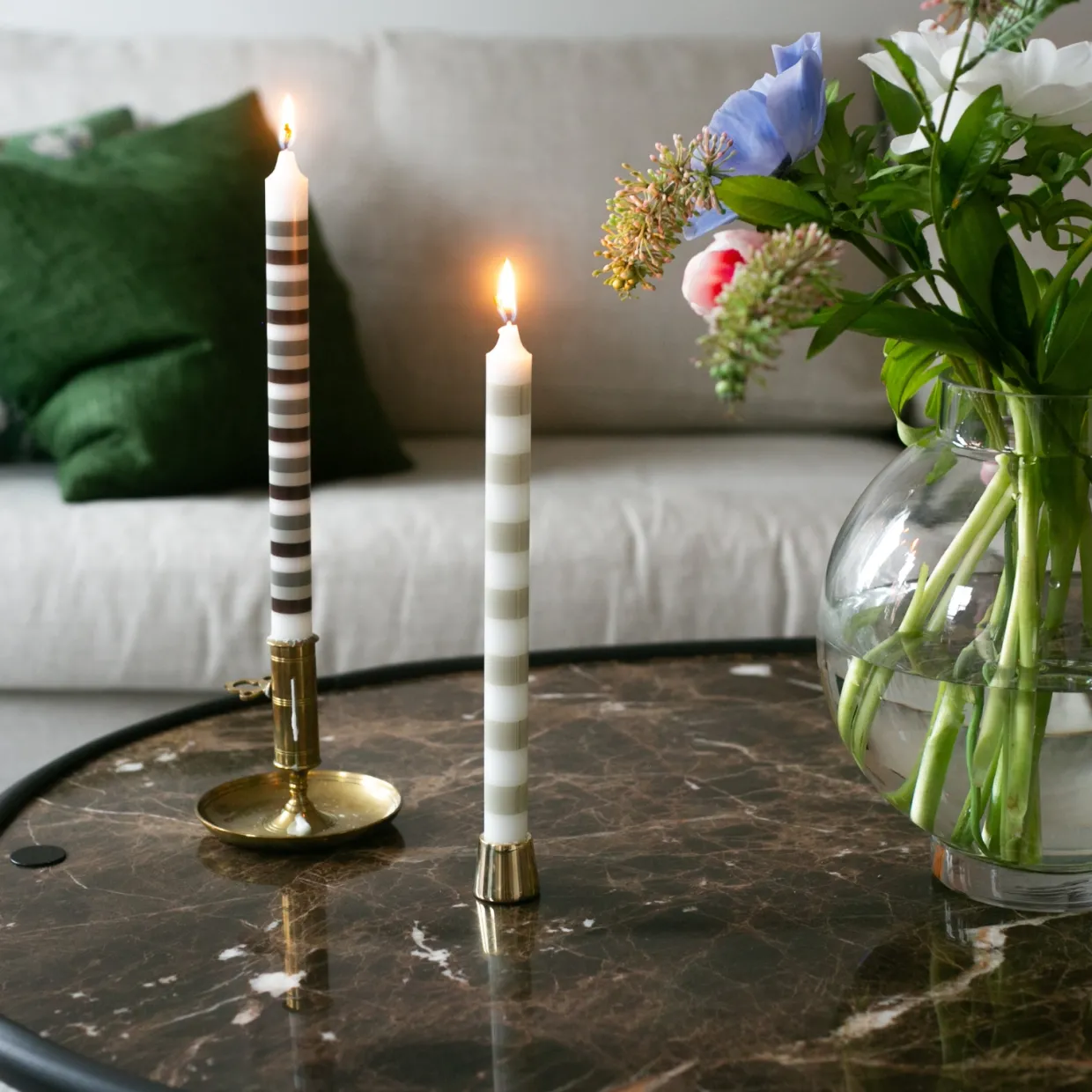 Kronljus Randiga 4-pack Beige Multi