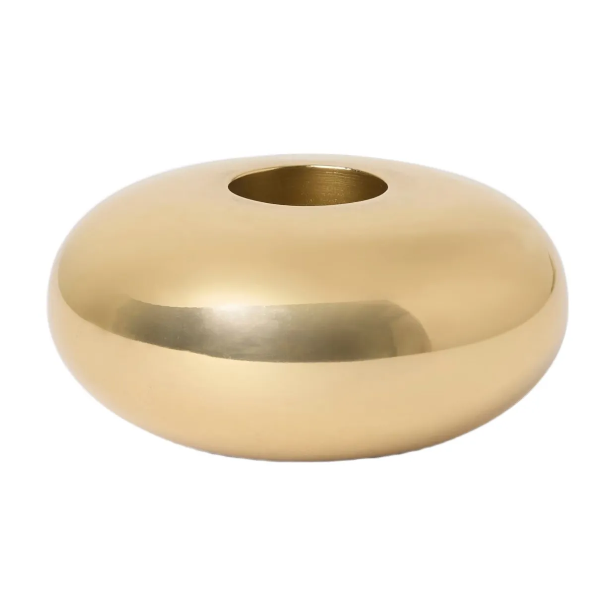 Ljusstake Mano rund låg Guld