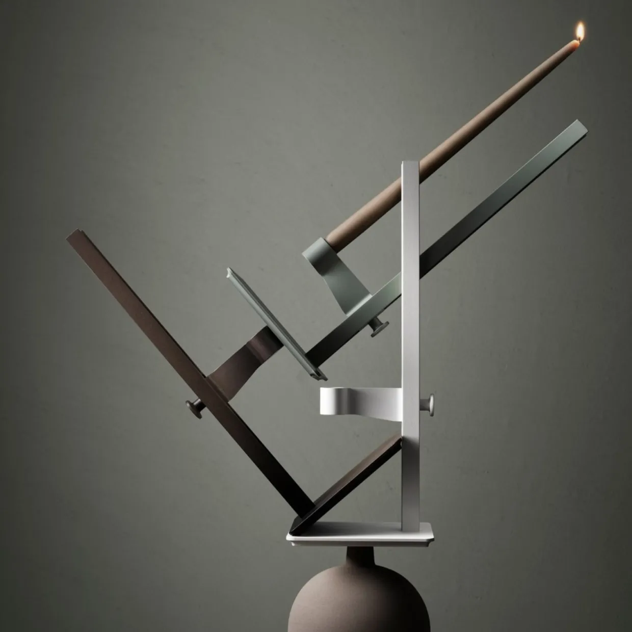 Ljusstake Museum 40x15x13cm Brun