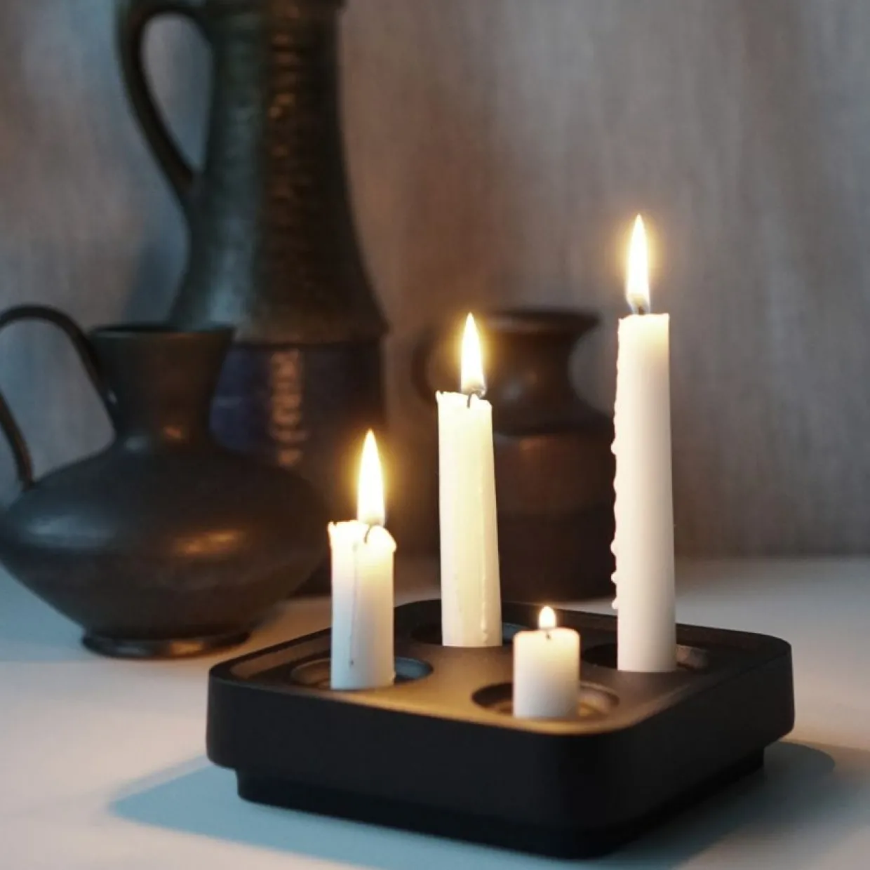 Ljusstake Stumpastaken 4 Ljus Svart