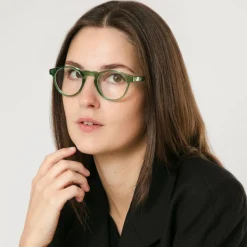 Läsglasögon Rund Grön +2