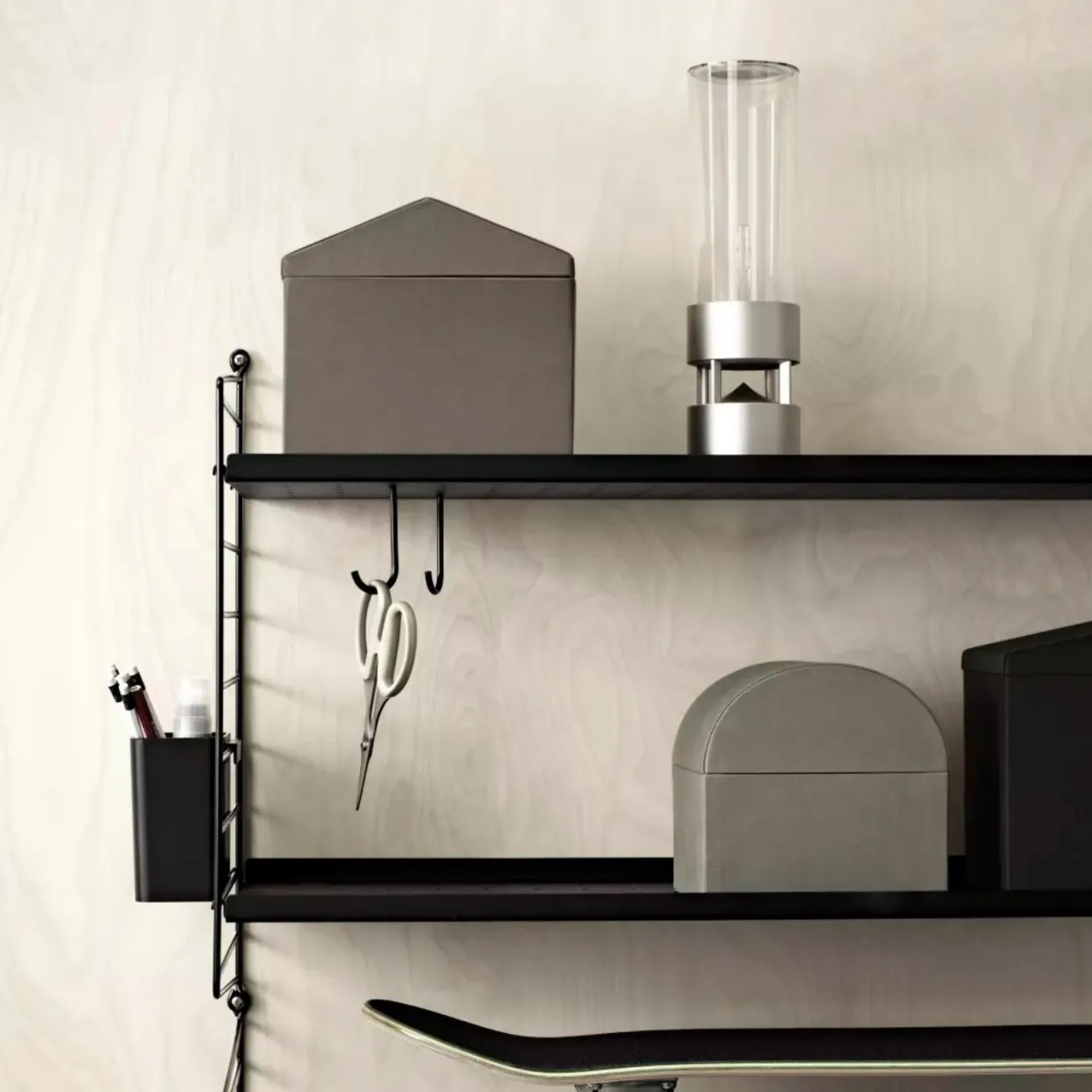 Metallhyllplan Låg 78x20 svart