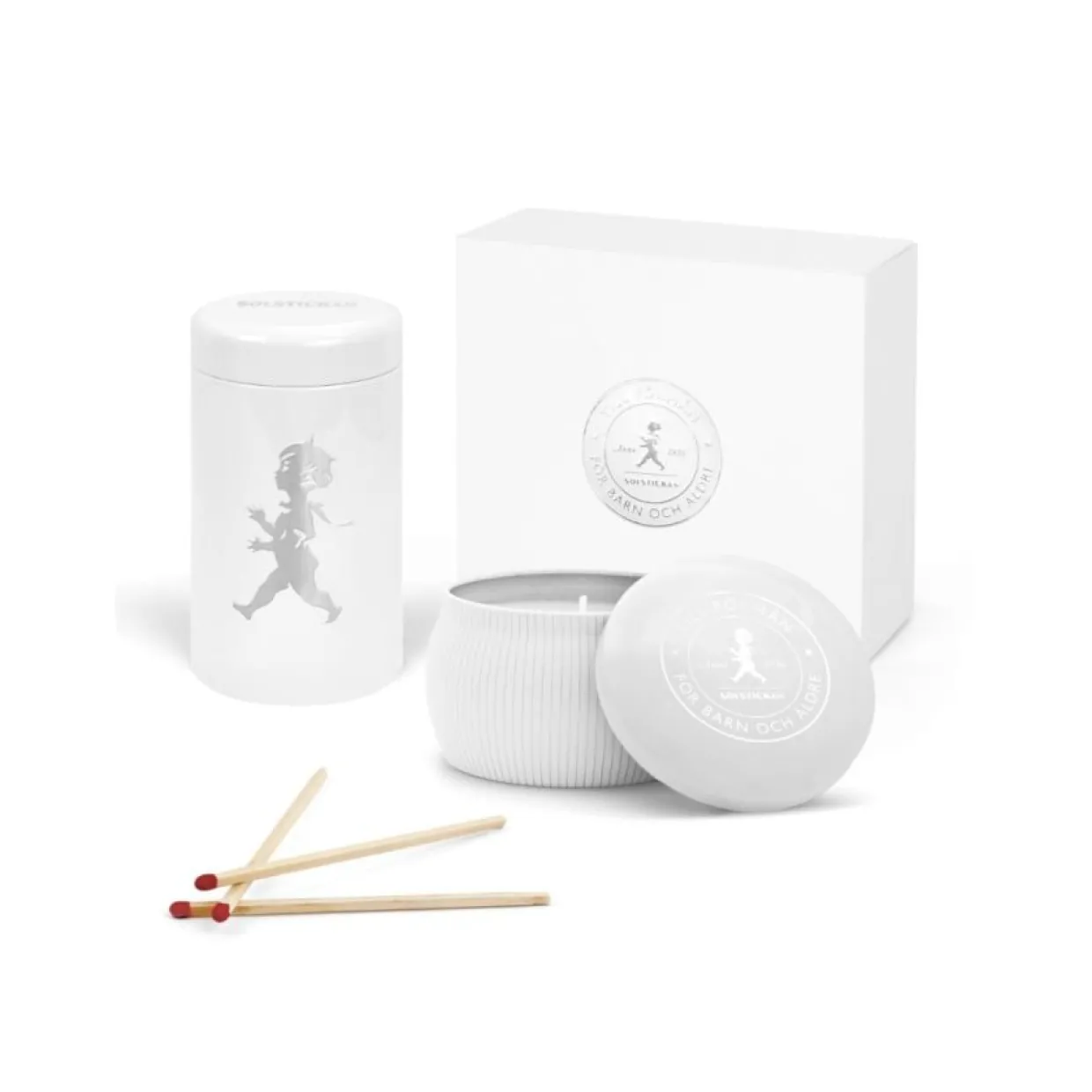 Presentask Doftljus + Tändsticksrör Vit