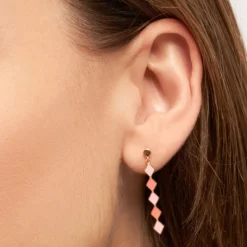 Örhänge Confetti Long Guld Korall/Rosa