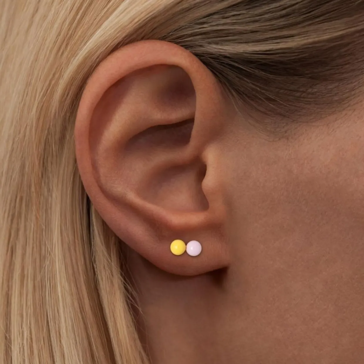 Örhänge Double Color Ball 1 st emalj