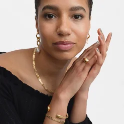 Örhänge Mary Long Single Guld