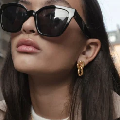 Örhängen Bolded Hammered Links Guld