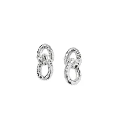 Örhängen Bolded Hammered Links Silver