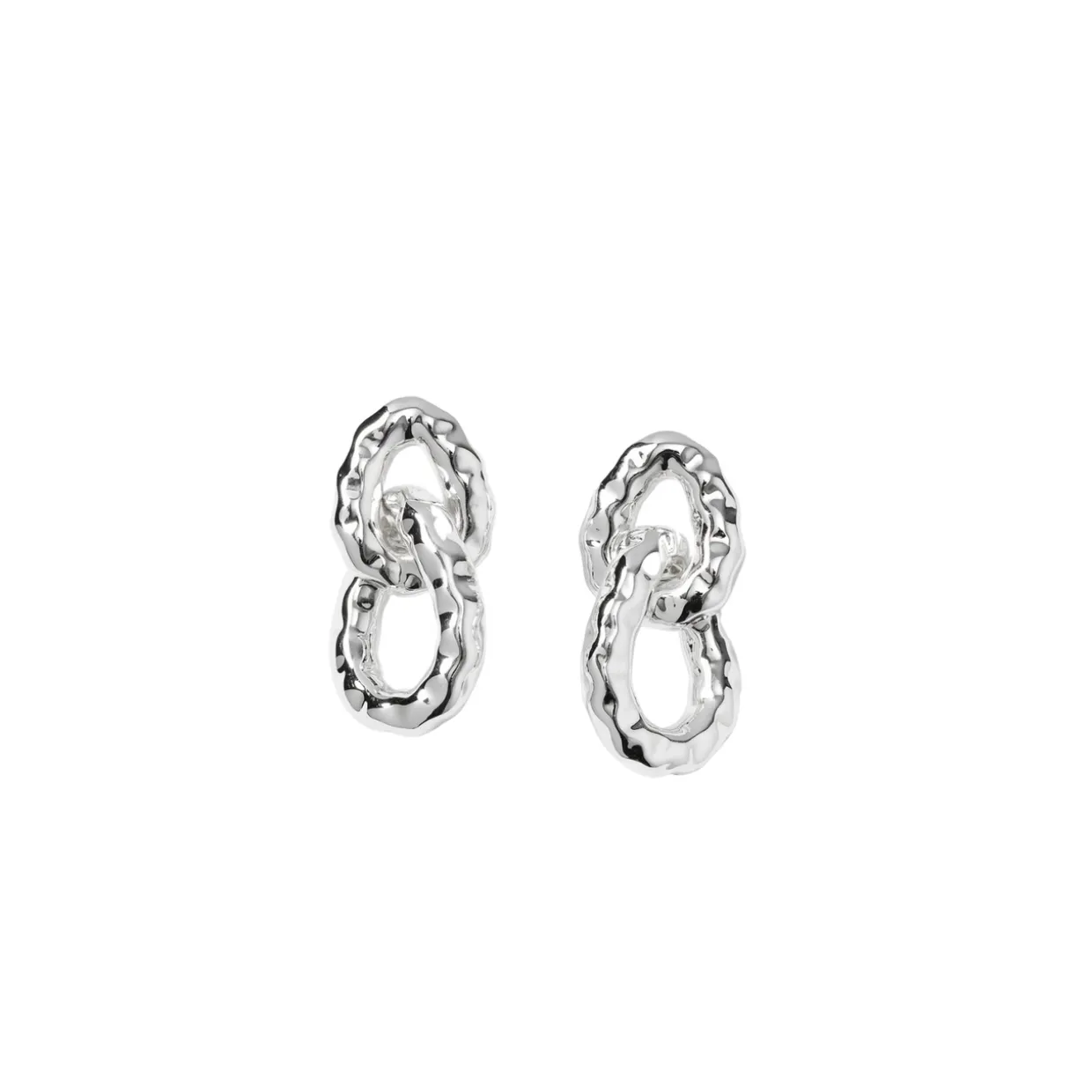 Örhängen Bolded Hammered Links Silver