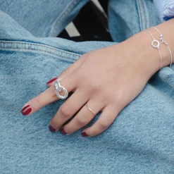 Ring Bolded Hammered Links Silver