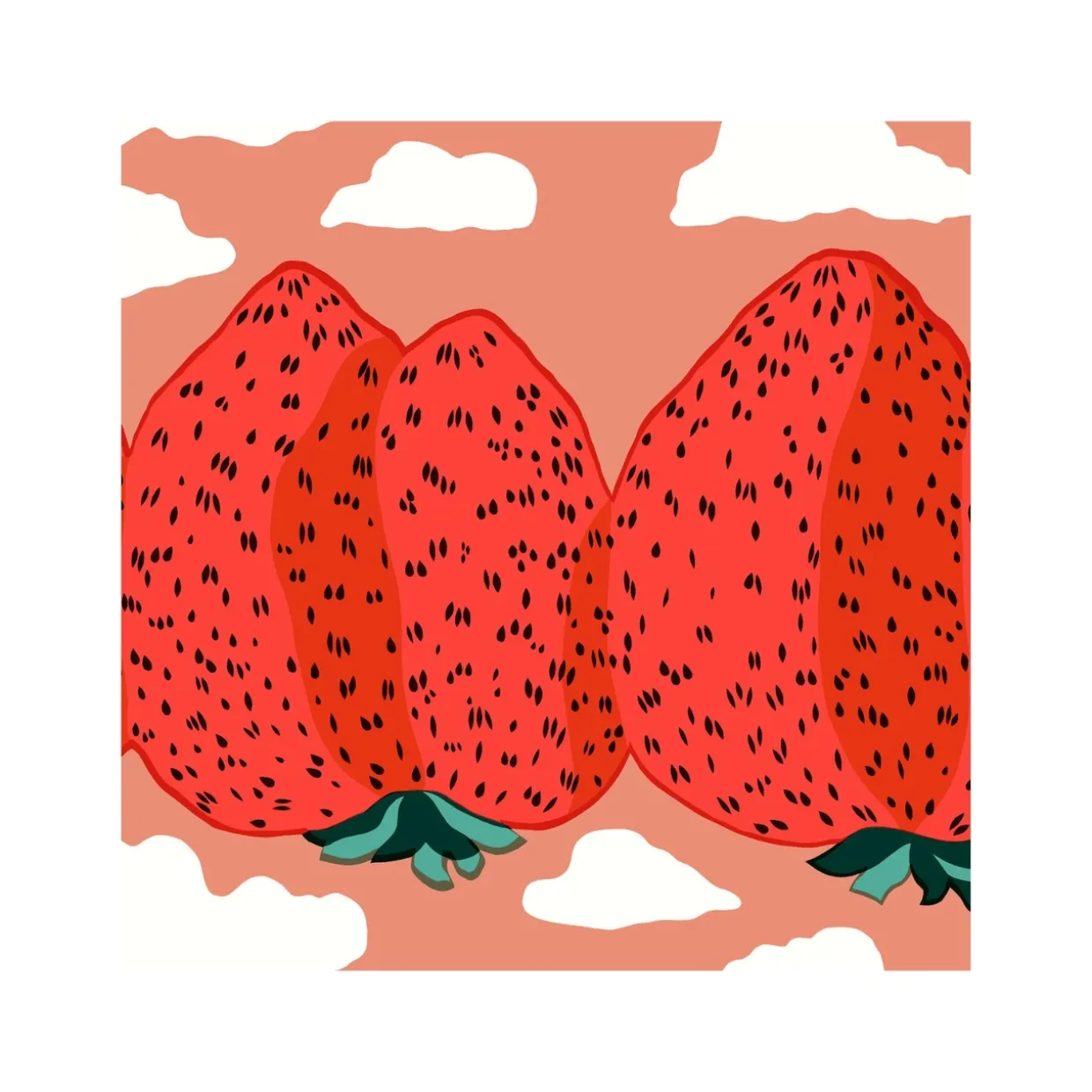 Servett Mansikkavuoret 33 cm Röd