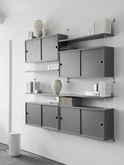 Skåp m skjutdörrar 78x20x37 grå