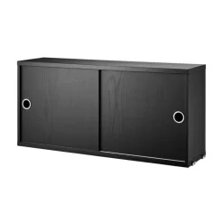 Skåp m skjutdörrar 78x20x37 svartbetsad
