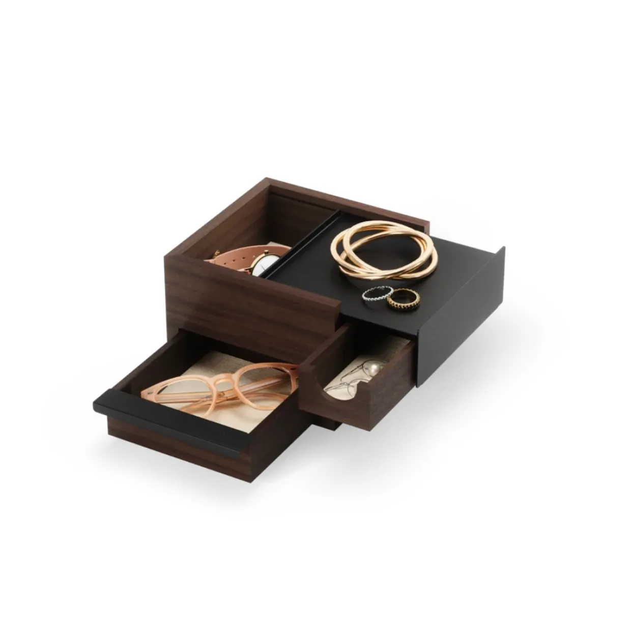 Smyckeslåda Svart/valnöt