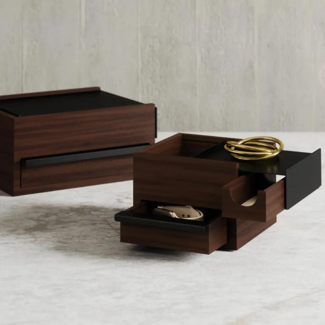 Smyckeslåda Svart/valnöt