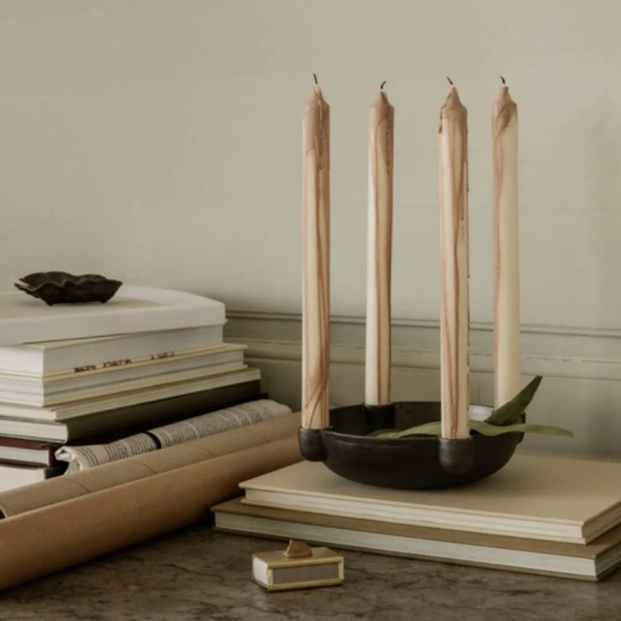 Stearinljus Dryp 2-P Beige