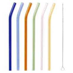 Sugrör glas 20 cm 6-p multi