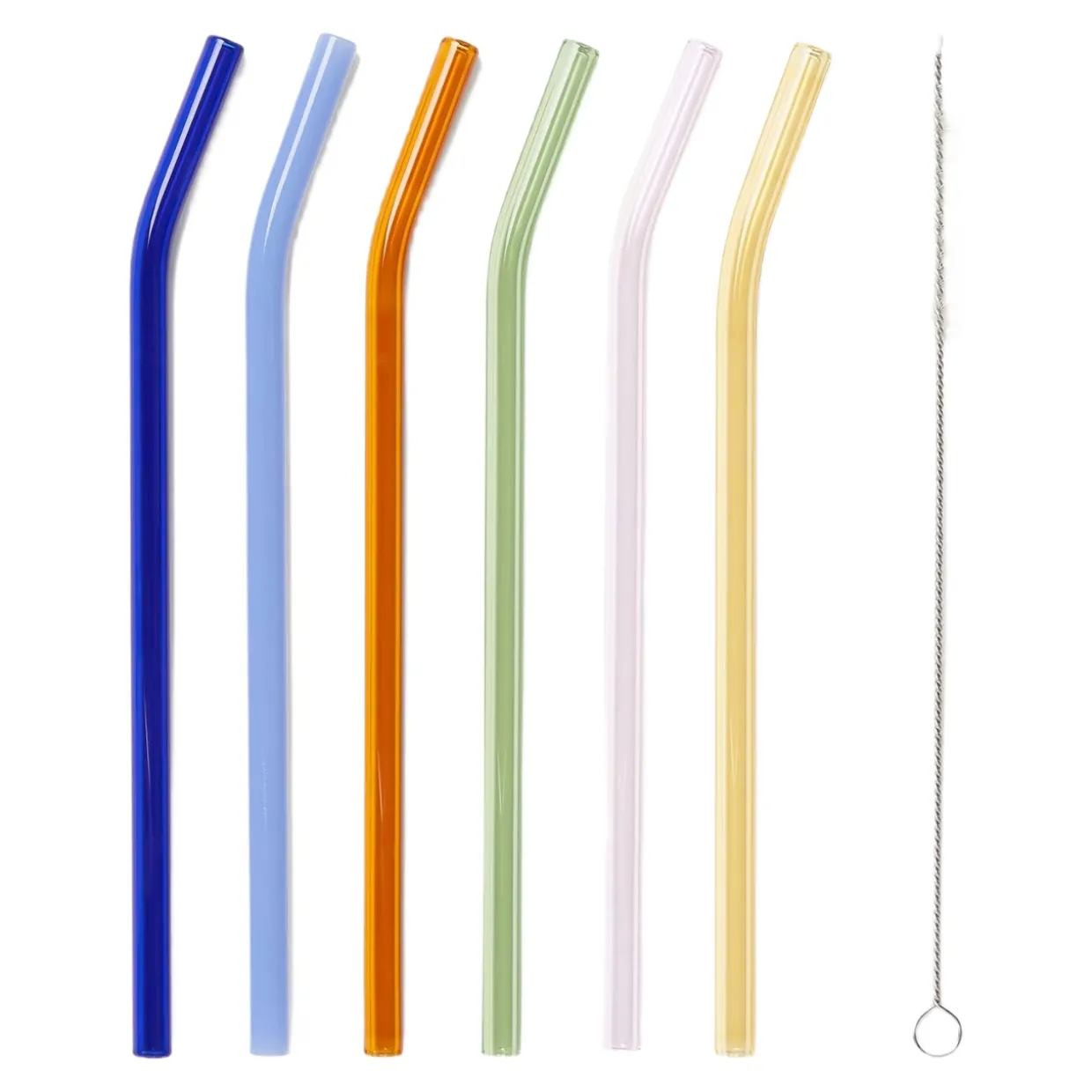 Sugrör glas 20 cm 6-p multi