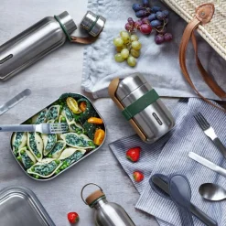 Termosflaska rostritt/läder 500 ml