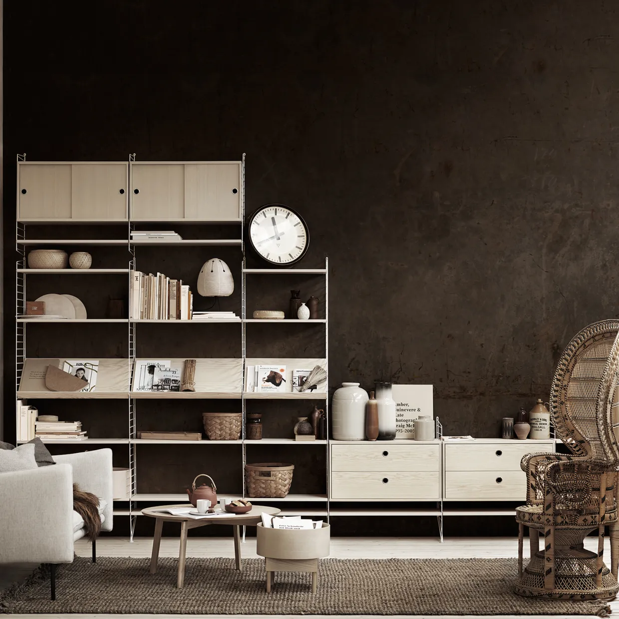 Tidskriftshylla Trä 58x30 ask