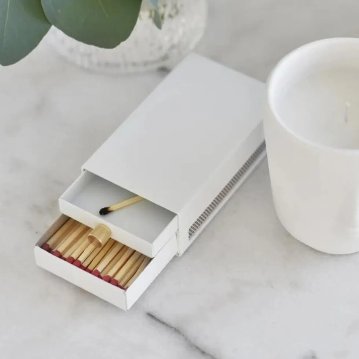 Tändsticksfodral Three Star Vit