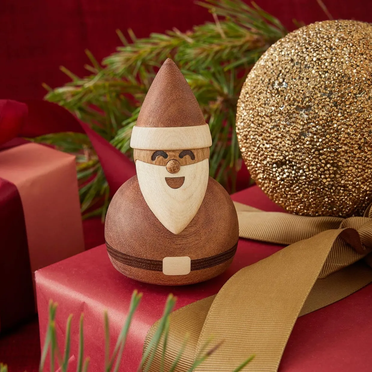 Träfigur Santa 10cm