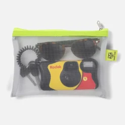 Väska nät S grå, lime dragkedje